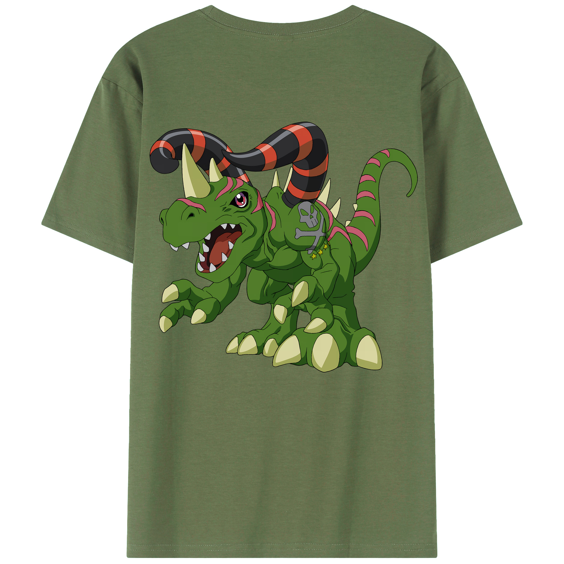 （画像用） Digimon デジタルモンスター/デジモン 綿100％ メンズ半袖Tシャツ（バックプリント） 通気性